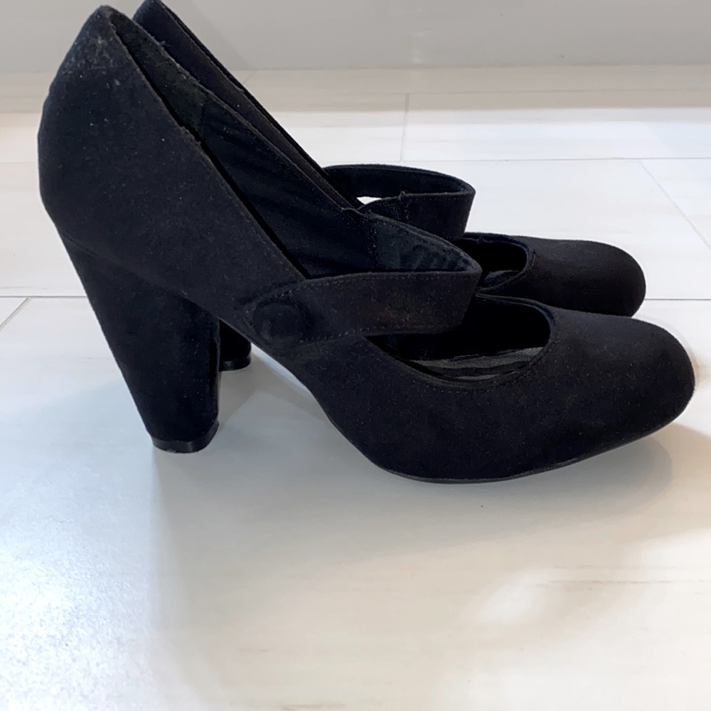 Black Faux Suede Heels